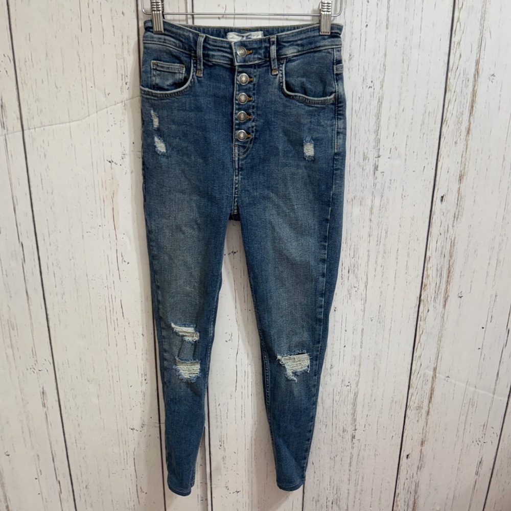 Free People Button Fly Skinny Jeans